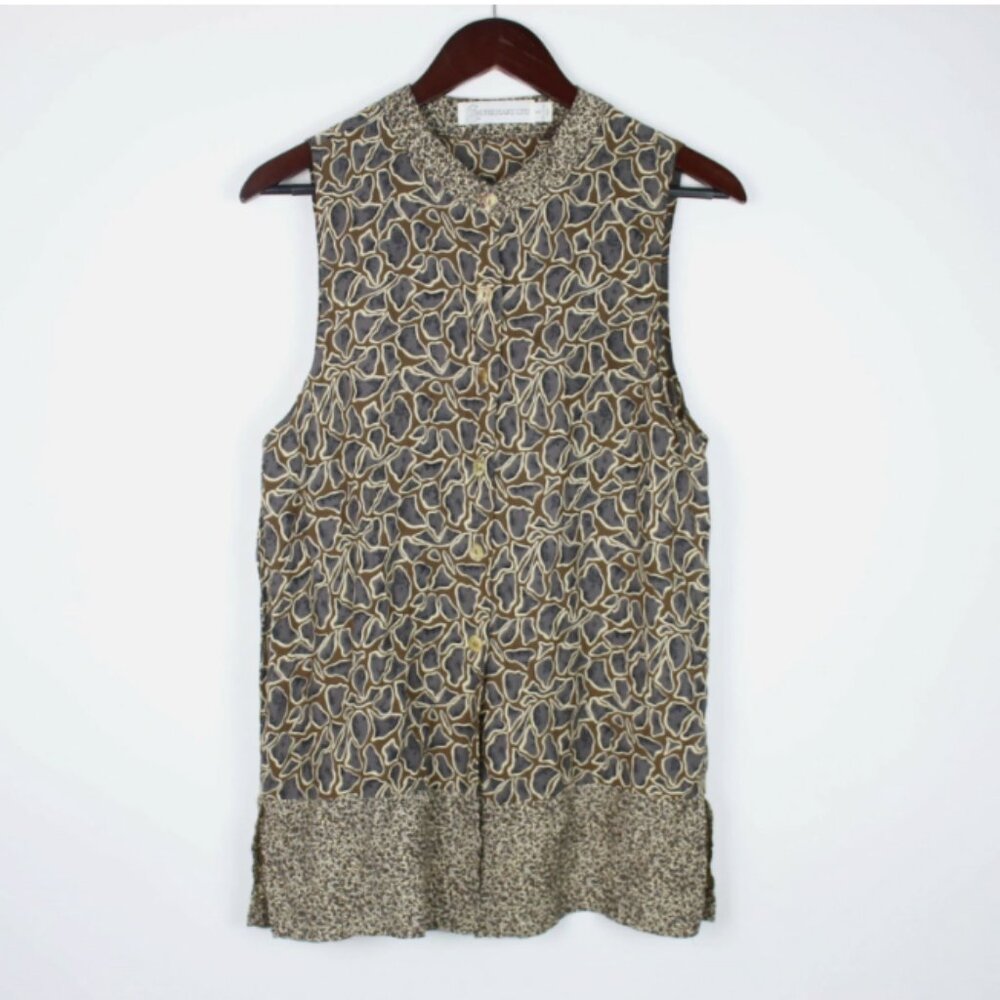 ILYSE HART LTD Animal Print Sleeveless Button Tunic Top - Medium